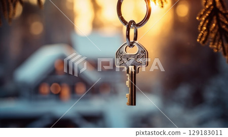 Residential holiday house in the winter forest 129183011