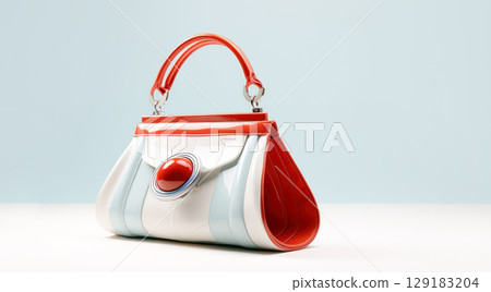 Stylish women's creative bag on a light background 129183204