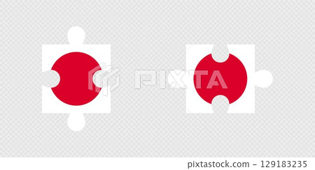 Puzzle Pieces with Japan Flag. 129183235