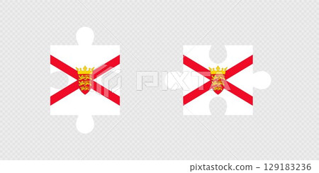 Puzzle Pieces with Jersey Flag. 129183236