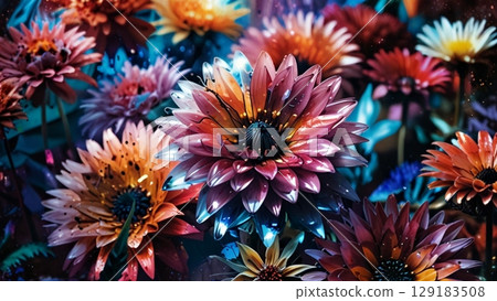A wallpaper featuring delicately drawn, painting-like flowers. 129183508