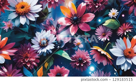 A wallpaper featuring delicately drawn, painting-like flowers. 129183515