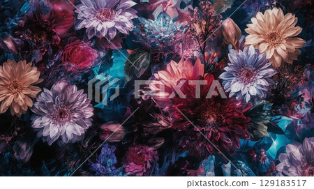 A wallpaper featuring delicately drawn, painting-like flowers. 129183517