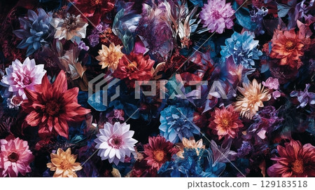A wallpaper featuring delicately drawn, painting-like flowers. 129183518