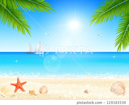 Summer beach and blue sky 129183530