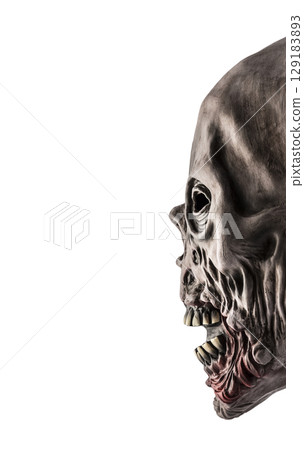 Zombie head isolated on white background with clipping path 129183893