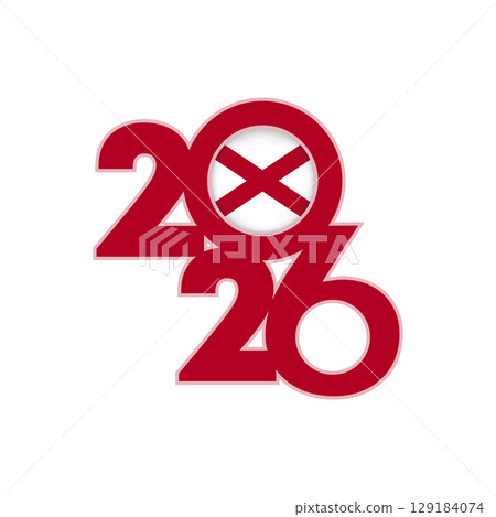 2026 banner with Alabama flag inside. 2026 banner with Alabama flag inside. 129184074