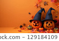 Cute halloween decorations card with copy space 129184109