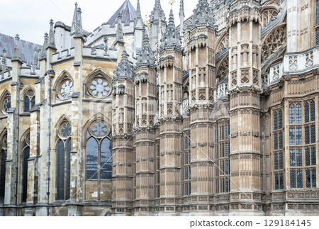 English Gothic architecture of Westminster Abbey is a prominent Anglican church located in the City of Westminster. 129184145