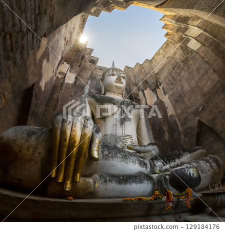 Buddha Statue in Wat Srichum Temple in Sukhothai Historical Park Thailand 129184176