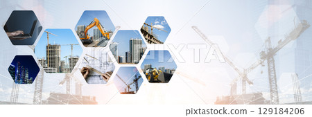 Modern Construction Technology and Development Concept background 129184206
