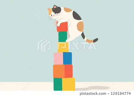 貓爬上積木 貓爬上積木 129184774