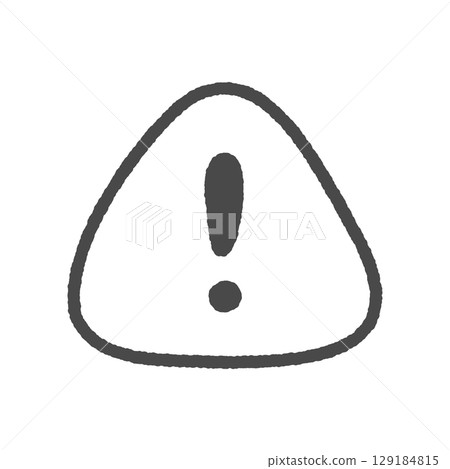 手寫黑線圖標，白色三角形內帶有感嘆號 - 可愛的防災標誌材料，用於警報、警告、危險等。 129184815