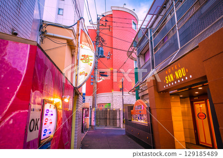 Tokyo cityscape in Japan View of hotel street etc. in front of Uguisudani Station Tokyo cityscape in Japan View of hotel street etc. in front of Uguisudani Station 129185489