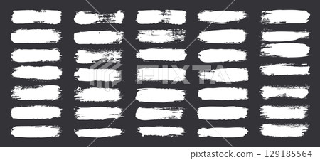 Grunge brush strokes, lines, ink smudges, hand-drawn scribble shapes. Handmade sketchy marks, acrylic stains, charcoal streaks. Paint textures, dry brush effect. Marker underline. Vector illustration 129185564