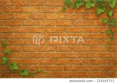 Background material ・ Ivy and brick wall 129185731