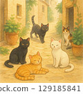 Cats in the Alley Illustration 129185841
