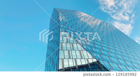 Office building. Glass skyscrapers in business center. Architecture, commercial real estate 129185992