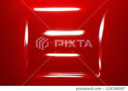 Vibrant Red Square Room Interior with Minimalist Design 129186097