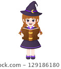 Cute witch with spellbook halloween 129186180