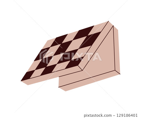 Folded chess board illustration in isometric view for stylish layouts 129186401