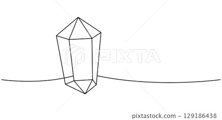 Luxury crystal one line continuous drawing. Crystal mineral jewel. Vector illustration Luxury crystal one line continuous drawing. Crystal mineral jewel. Vector illustration 129186438