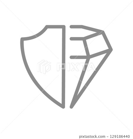 Diamond with a shield line icon. Protected value, premium security, or safe investment symbol. Vector illustration Diamond with a shield line icon. Protected value, premium security, or safe investment symbol. Vector illustration 129186440
