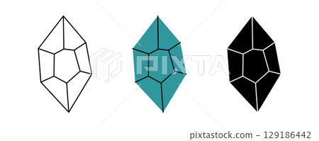 Magic crystal. Crystal mineral jewel. Vector illustration 129186442