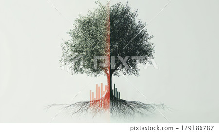 A symbolic tree illustrates growth rooted in A symbolic tree illustrates growth rooted in 129186787