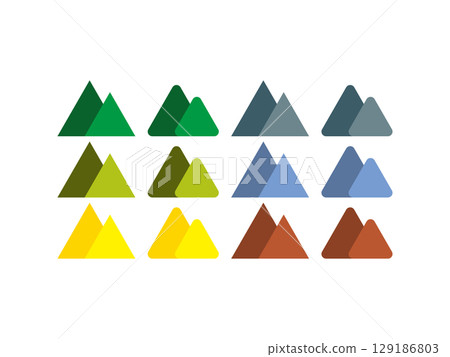 一組色彩繽紛的山圖示插圖 129186803