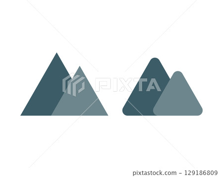 一組灰色山圖示插圖 一組灰色山圖示插圖 129186809