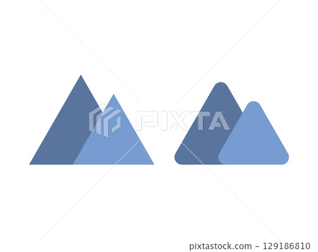 一組雪山圖示插圖 129186810