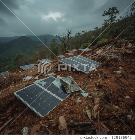 Soil contamination caused by abandoned solar panels 129186942