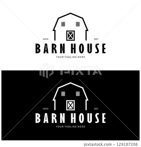 Vintage organic farmhouse or barn,warehouse, rustic barn and animal farmhouse logo design. 129187208