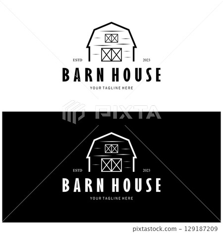 Vintage organic farmhouse or barn,warehouse, rustic barn and animal farmhouse logo design. Vintage organic farmhouse or barn,warehouse, rustic barn and animal farmhouse logo design. 129187209