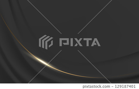 Black fabric wave gold line curve luxury background vector 129187401