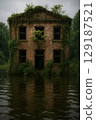 Submerged brick ruins and buildings swallowed by nature 129187521