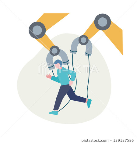 Illustration of a person being forced to run by a manipulator Illustration of a person being forced to run by a manipulator 129187586