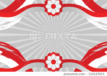 Wavy Red and White Flag Ribbon Frame for Indonesia Independence Day Banner. Wavy Red and White Flag Ribbon Frame for Indonesia Independence Day Banner. 129187655