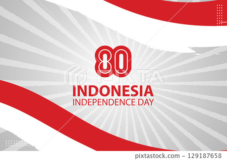Indonesia Independence Day Banner with Abstract Brush Stroke Flag Design. Indonesia Independence Day Banner with Abstract Brush Stroke Flag Design. 129187658
