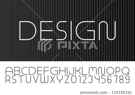 Minimalistic stylish contemporary font. Vector futuristic alphabet. Modern creative one line design. Latin thin letters Minimalistic stylish contemporary font. Vector futuristic alphabet. Modern creative one line design. Latin thin letters 129188192