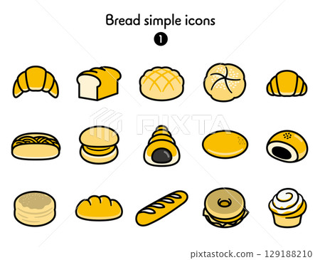 簡單的麵包圖標集合 129188210