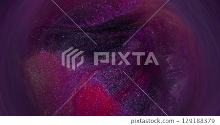 Paint marble round. Blur color mix. Defocused purple pink glitter texture water liquid on abstract art dark black creative background. 129188379