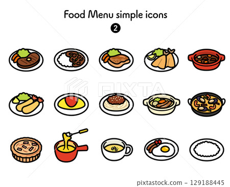 Simple icon collection of Western food Simple icon collection of Western food 129188445