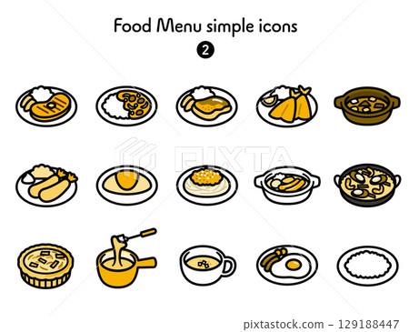 Simple icon collection of Western food 129188447