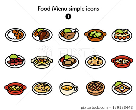 Simple icon collection of Western food Simple icon collection of Western food 129188448