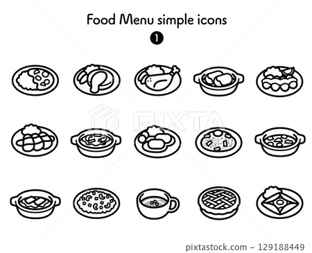 Simple icon collection of Western food Simple icon collection of Western food 129188449