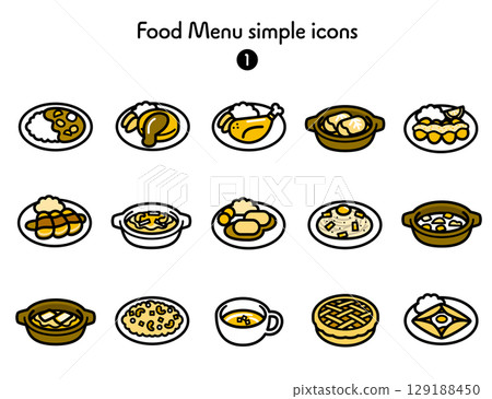 西餐簡單圖標集 129188450