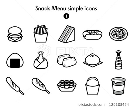 Simple icon collection of snacks 129188454