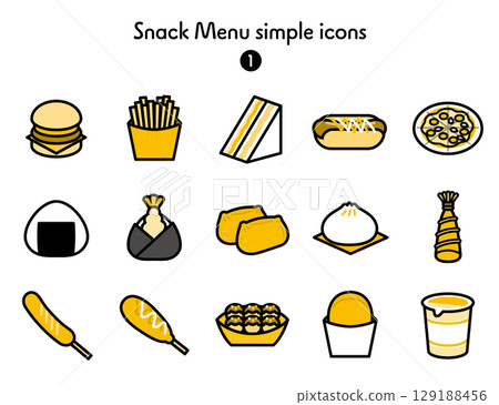 Simple icon collection of snacks 129188456